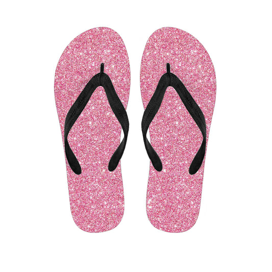 Pink Glitter Texture Print Flip Flops