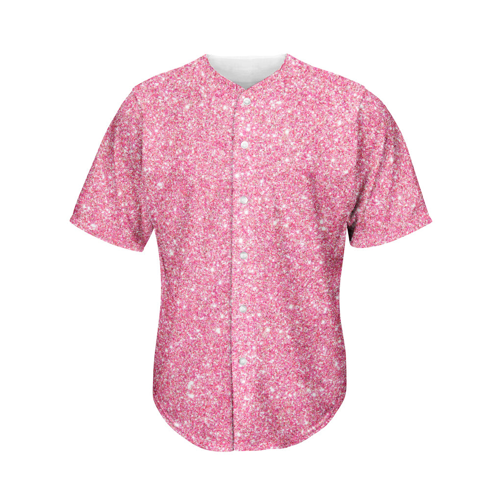 Pink Glitter Texture Print Men's Baseball Jersey