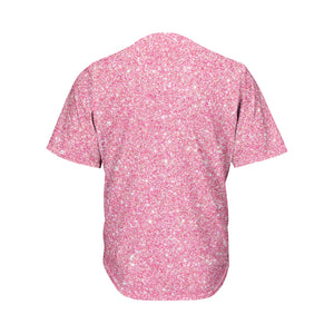 Pink Glitter Texture Print Men's Baseball Jersey