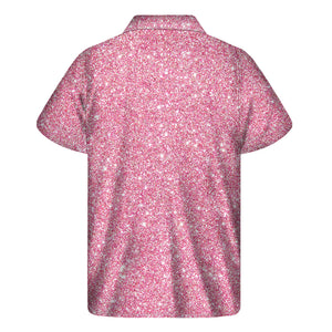 Pink Glitter Texture Print Men's Short Sleeve Shirt