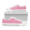 Pink Glitter Texture Print White Low Top Shoes