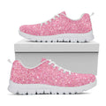 Pink (NOT Real) Glitter Print White Running Shoes