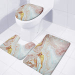 Pink Gold Liquid Marble Print 3 Piece Bath Mat Set