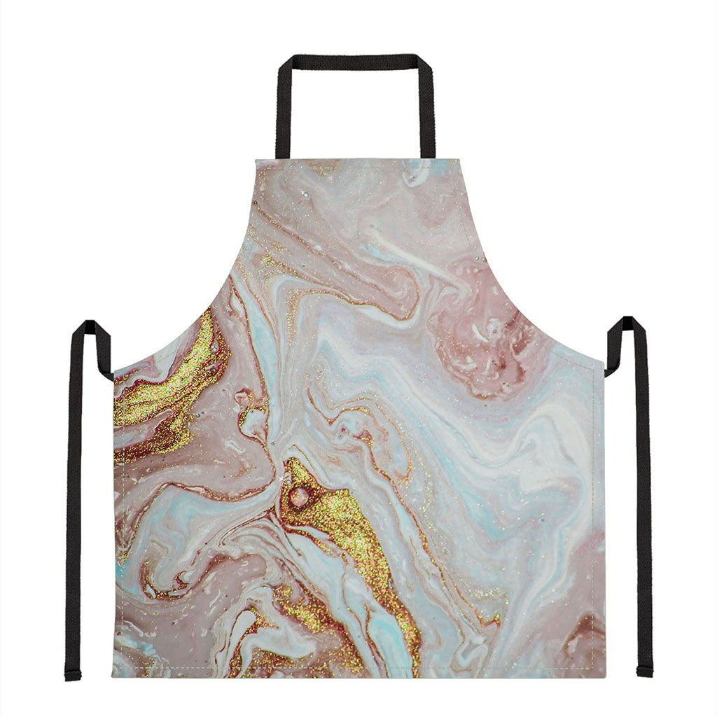 Pink Gold Liquid Marble Print Apron