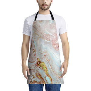 Pink Gold Liquid Marble Print Apron