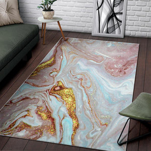 Pink Gold Liquid Marble Print Area Rug GearFrost