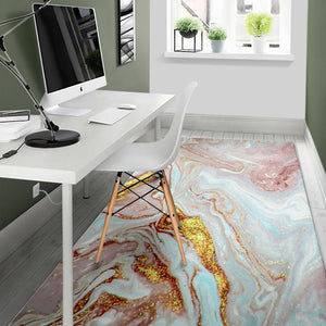 Pink Gold Liquid Marble Print Area Rug GearFrost