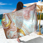 Pink Gold Liquid Marble Print Beach Sarong Wrap