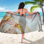 Pink Gold Liquid Marble Print Beach Sarong Wrap