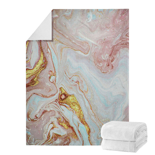 Pink Gold Liquid Marble Print Blanket
