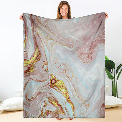 Pink Gold Liquid Marble Print Blanket