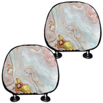 Pink Gold Liquid Marble Print Car Headrest Covers