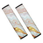 Pink Gold Liquid Marble Print Car Seat Belt Covers
