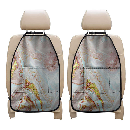 Pink Gold Liquid Marble Print Car Seat Organizers
