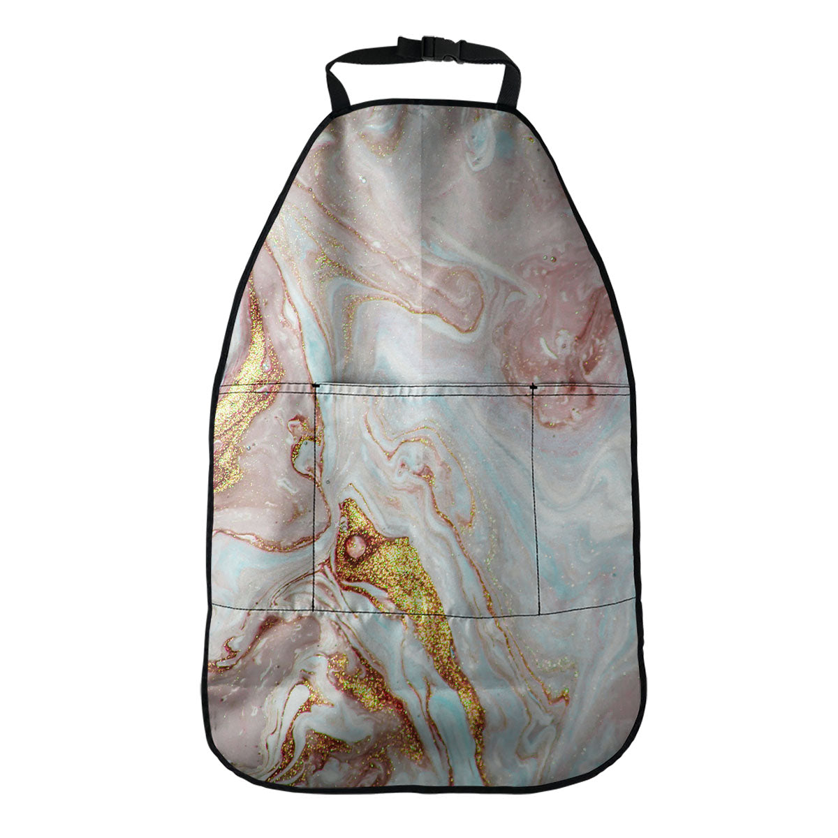 Pink Gold Liquid Marble Print Car Seat Organizers