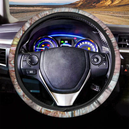 Pink Gold Liquid Marble Print Car Steering Wheel Cover