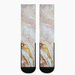 Pink Gold Liquid Marble Print Crew Socks