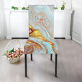 Pink Gold Liquid Marble Print Dining Chair Slipcover