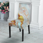 Pink Gold Liquid Marble Print Dining Chair Slipcover