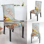 Pink Gold Liquid Marble Print Dining Chair Slipcover
