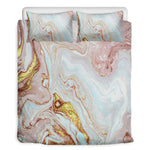 Pink Gold Liquid Marble Print Duvet Cover Bedding Set