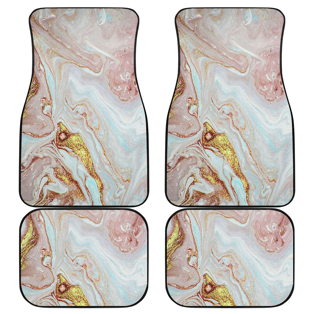 Pink Gold Liquid Marble Print Front and Back Car Floor Mats