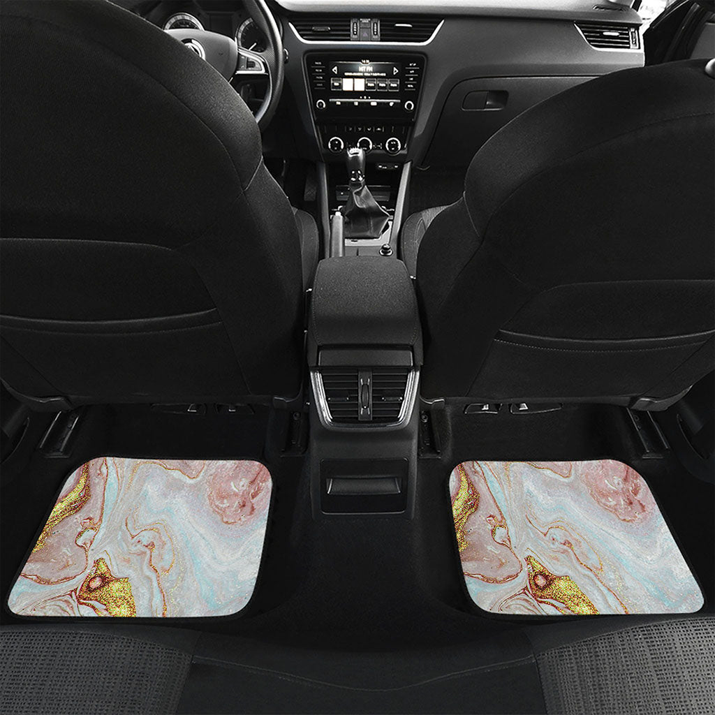 Pink Gold Liquid Marble Print Front and Back Car Floor Mats