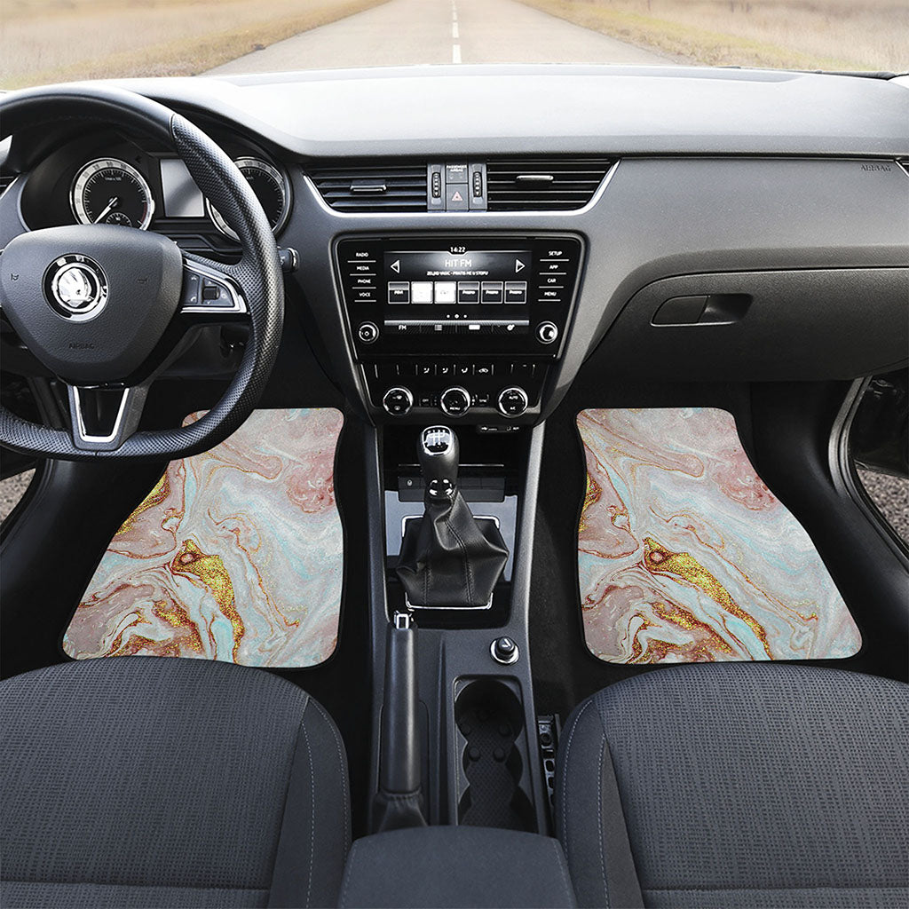 Pink Gold Liquid Marble Print Front Car Floor Mats