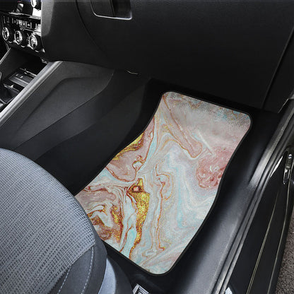 Pink Gold Liquid Marble Print Front Car Floor Mats