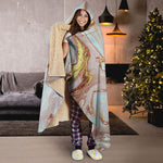 Pink Gold Liquid Marble Print Hooded Blanket