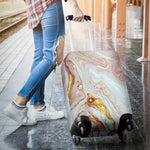 Pink Gold Liquid Marble Print Luggage Cover GearFrost