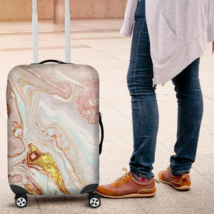 Pink Gold Liquid Marble Print Luggage Cover GearFrost