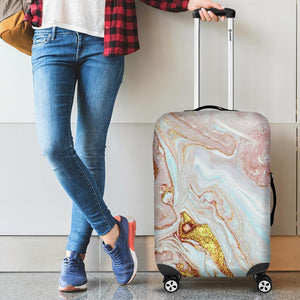 Pink Gold Liquid Marble Print Luggage Cover GearFrost