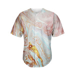 Pink Gold Liquid Marble Print Men's Baseball Jersey