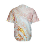 Pink Gold Liquid Marble Print Men's Baseball Jersey