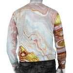 Pink Gold Liquid Marble Print Men's Crewneck Sweatshirt GearFrost