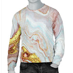 Pink Gold Liquid Marble Print Men's Crewneck Sweatshirt GearFrost