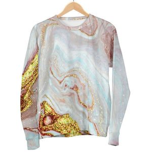 Pink Gold Liquid Marble Print Men's Crewneck Sweatshirt GearFrost