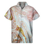 Pink Gold Liquid Marble Print Men's Short Sleeve Shirt