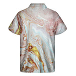 Pink Gold Liquid Marble Print Men's Short Sleeve Shirt