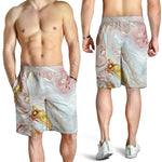 Pink Gold Liquid Marble Print Men's Shorts