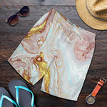 Pink Gold Liquid Marble Print Men's Shorts