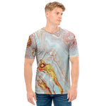 Pink Gold Liquid Marble Print Men's T-Shirt