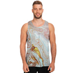 Pink Gold Liquid Marble Print Men's Tank Top