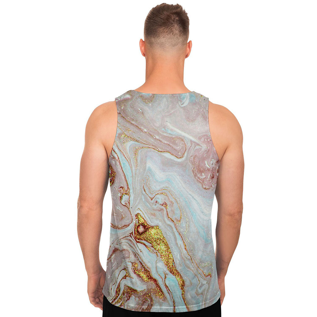 Pink Gold Liquid Marble Print Men's Tank Top