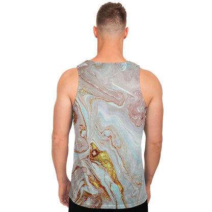 Pink Gold Liquid Marble Print Men's Tank Top