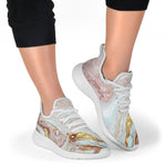 Pink Gold Liquid Marble Print Mesh Knit Shoes GearFrost