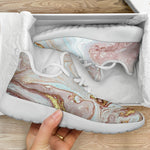 Pink Gold Liquid Marble Print Mesh Knit Shoes GearFrost