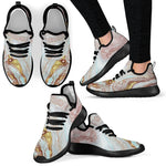Pink Gold Liquid Marble Print Mesh Knit Shoes GearFrost