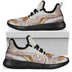 Pink Gold Liquid Marble Print Mesh Knit Shoes GearFrost